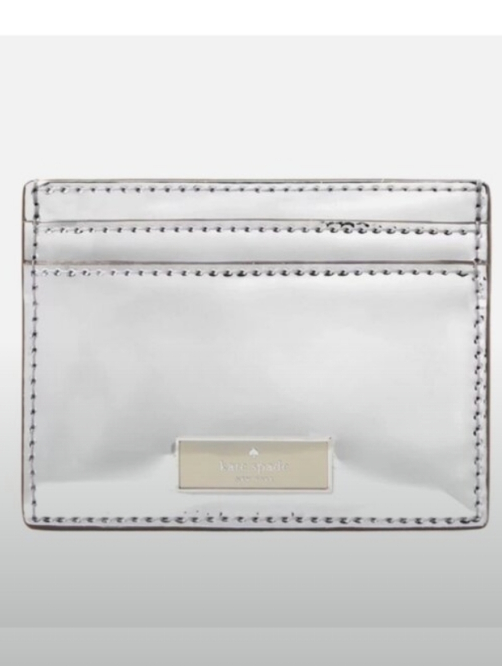 Kate Spade-Bridget Metallic Mirror Card Holder (Silver 🩶)